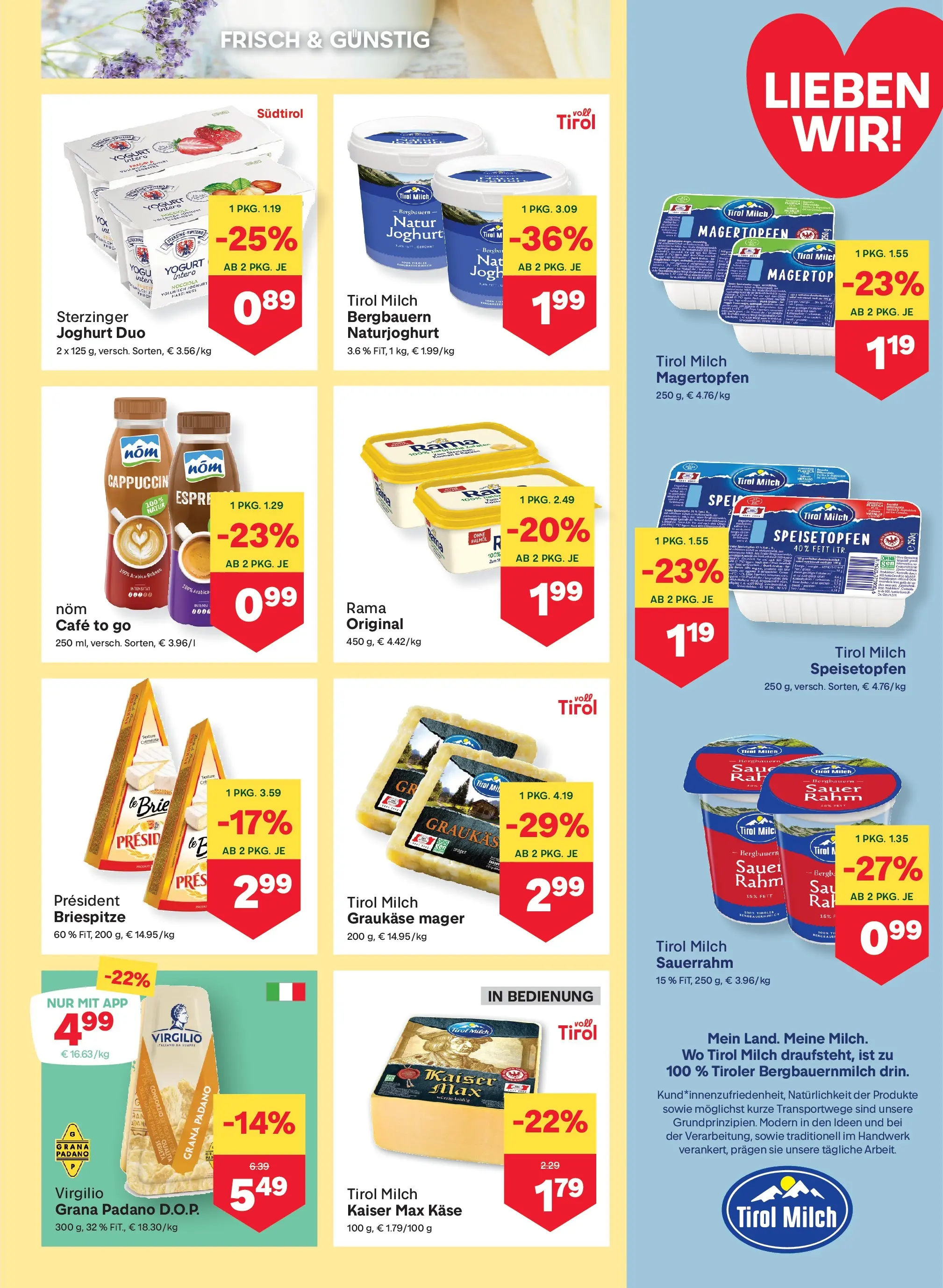 MPREIS Sillian von 22.10.2025 - Aktuelle Angebote | Seite: 5 | Produkte: Milch, Käse, Joghurt, Sauerrahm