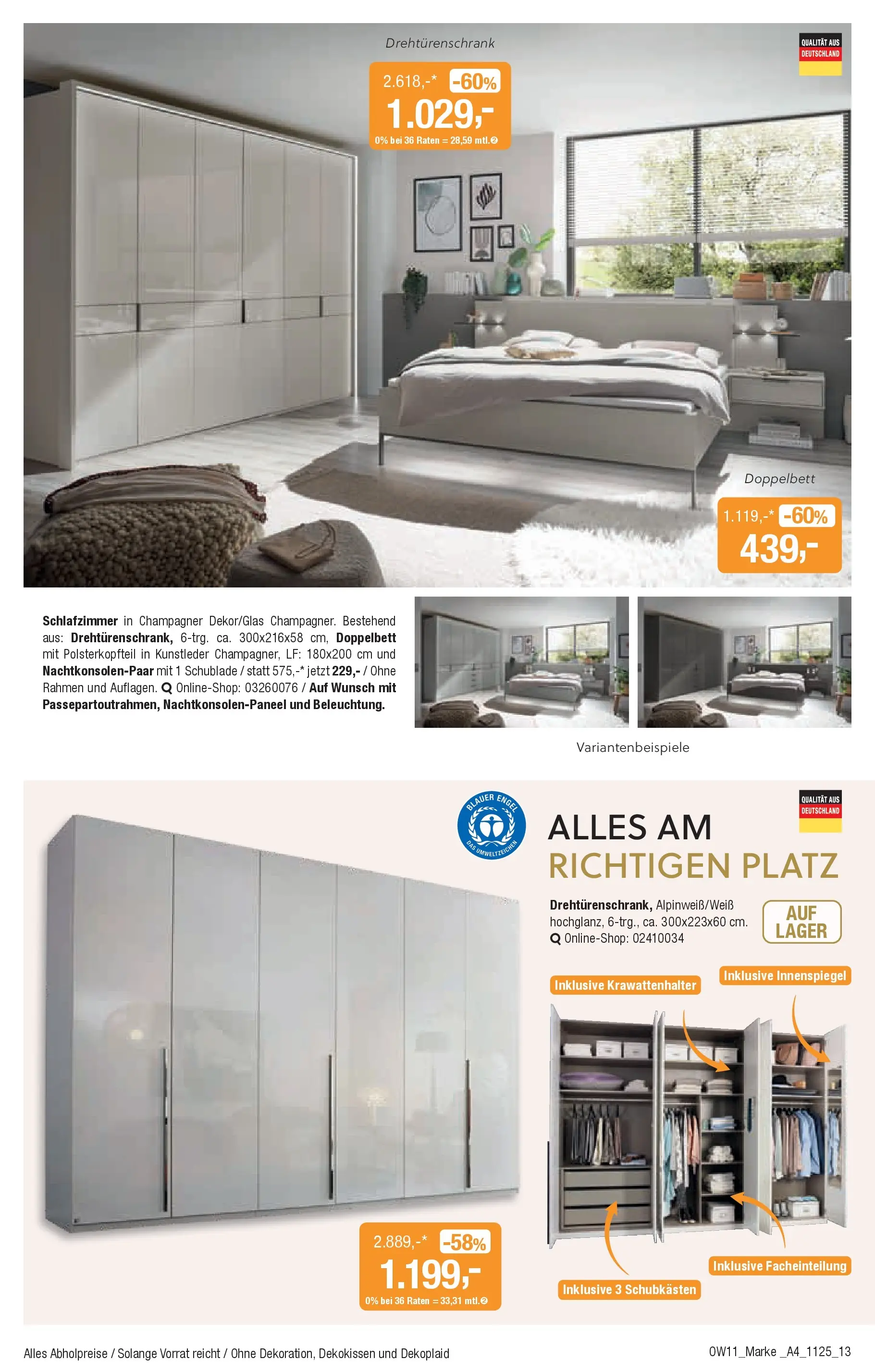 Entdecke - Traumhaft schlafen (ab 22.10.2025) zum Blättern | Seite: 13 | Produkte: Drehtürenschrank, Doppelbett