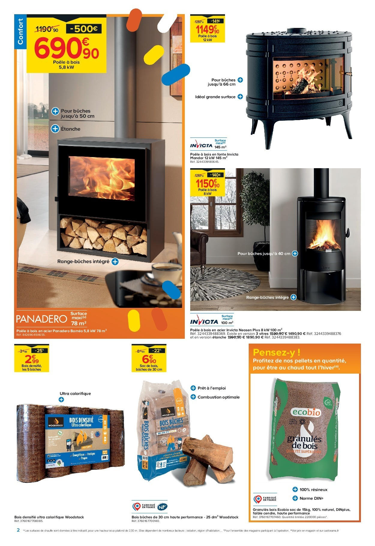 Castorama - Des prix complètement fous ! à partir du 14/10/2025 - promo en ligne | Page: 2 | Produits: Sac, Poêle, Granules de bois, Poêle à bois