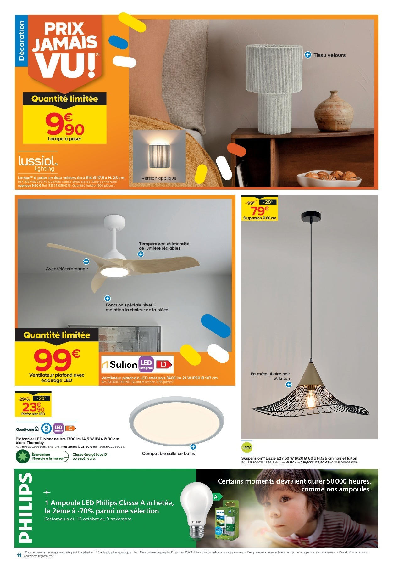 Castorama - Des prix complètement fous ! à partir du 14/10/2025 - promo en ligne | Page: 14 | Produits: Plafonnier, Suspension, Lampe, Télécommande