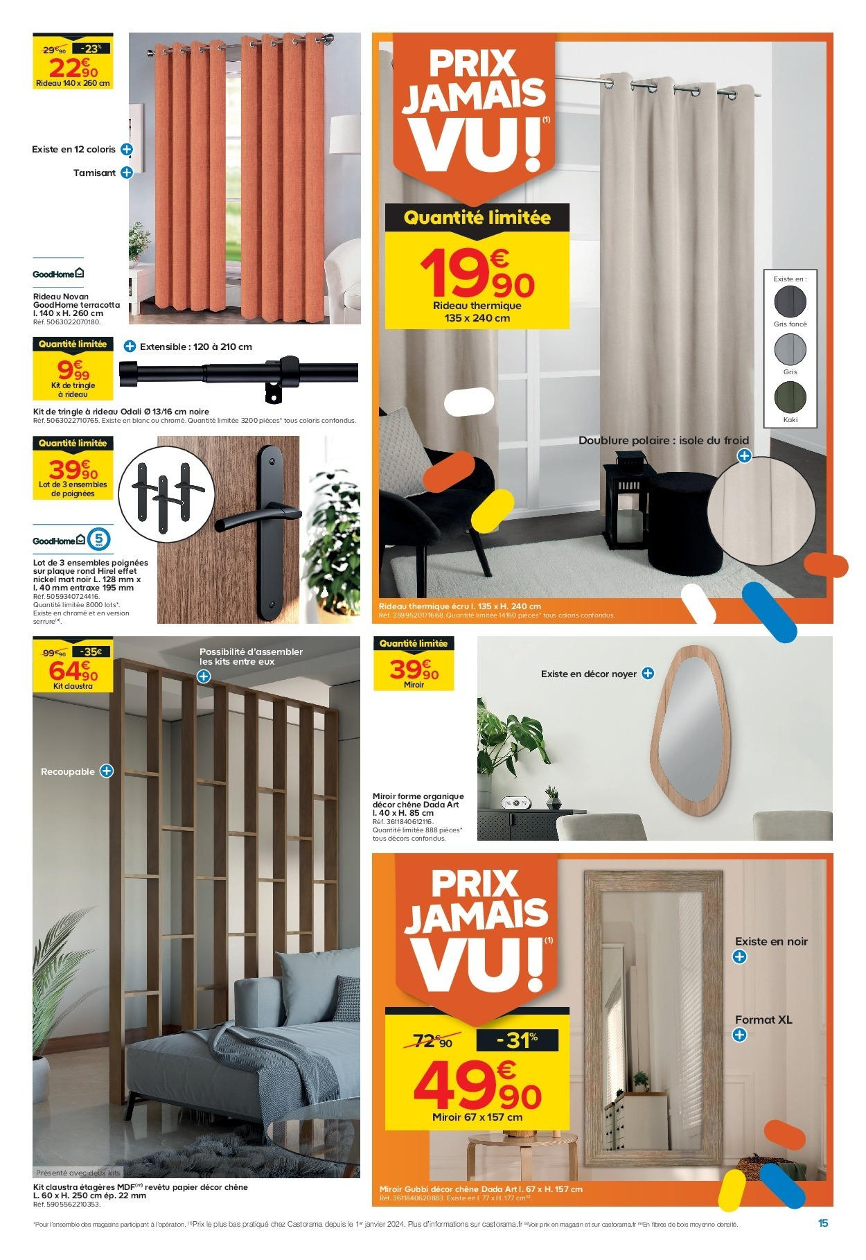 Castorama - Des prix complètement fous ! à partir du 14/10/2025 - promo en ligne | Page: 15 | Produits: Rideau thermique, Tringle à rideau, Miroir, Rideau