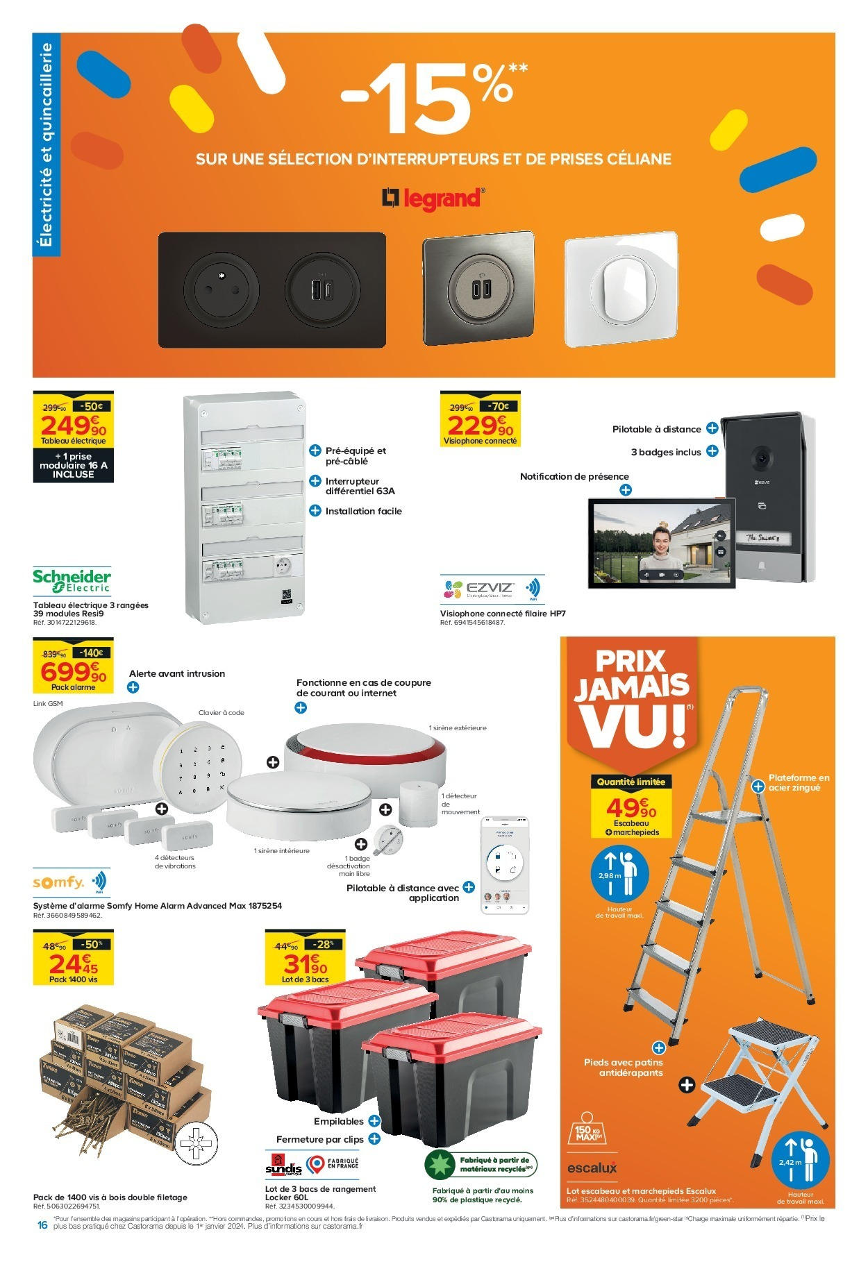 Castorama - Des prix complètement fous ! à partir du 14/10/2025 - promo en ligne | Page: 16 | Produits: Clavier, Interrupteur, Prises, Escabeau