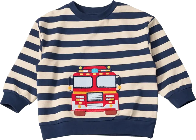 ALANA Sweatshirt mit Feuerwehrauto-Applikation, blau, Gr. 98
