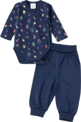 ALANA Set mit Wickelbody & Hose mit Weihnachts-Muster, blau, Gr. 50/56