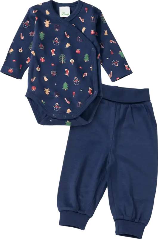 ALANA Set mit Wickelbody & Hose mit Weihnachts-Muster, blau, Gr. 50/56
