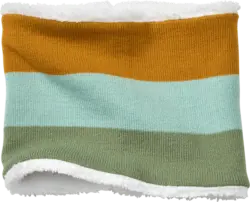 PUSBLU Loop Schal aus Strick mit Teddyfutter, gr&uuml;n & gelb