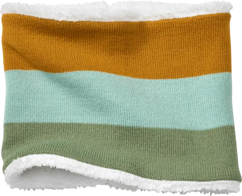 PUSBLU Loop Schal aus Strick mit Teddyfutter, gr&uuml;n & gelb