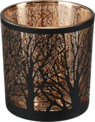 Dekorieren & Einrichten Kerzenhalter aus Glas, Bäume, schwarz-rosé