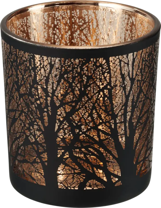Dekorieren & Einrichten Kerzenhalter aus Glas, Bäume, schwarz-rosé