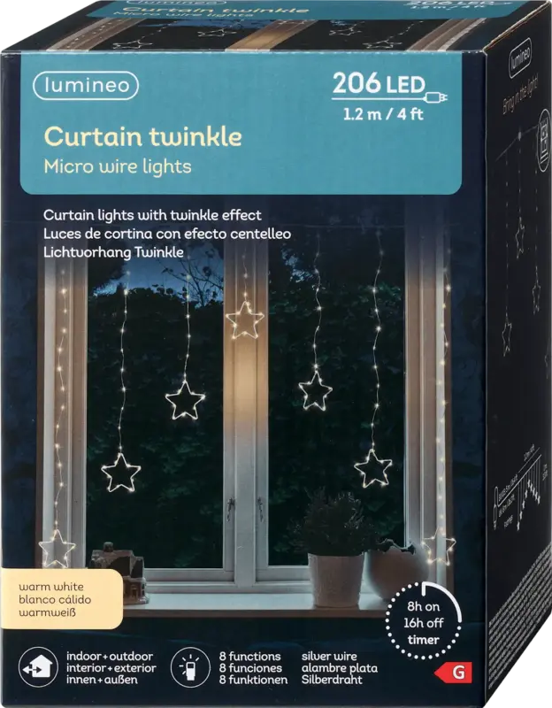 Dekorieren & Einrichten LED Lichtervorhang, Micro Sterne mit Timer, warmweiß (260 er)