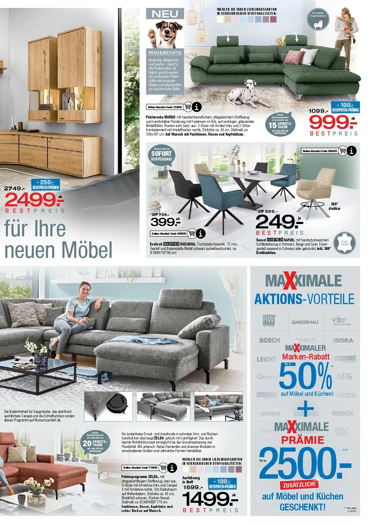 Ostermann - Möbel Ostermann: Neue Möbel wirken Wunder. (ab 24.10.2025) zum Blättern | Seite: 5 | Produkte: Bosch, Esstisch, Kissen, Kuchen