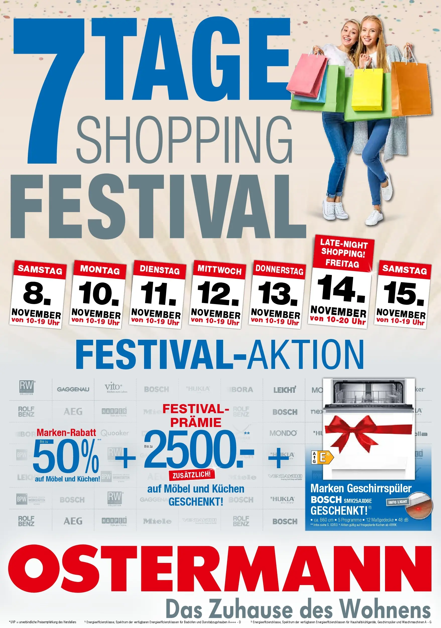 Ostermann - Möbel Ostermann: Neue Möbel wirken Wunder. (ab 07.11.2025) zum Blättern | Seite: 1 | Produkte: Bosch, Geschirrspüler, Kuchen, Uhr