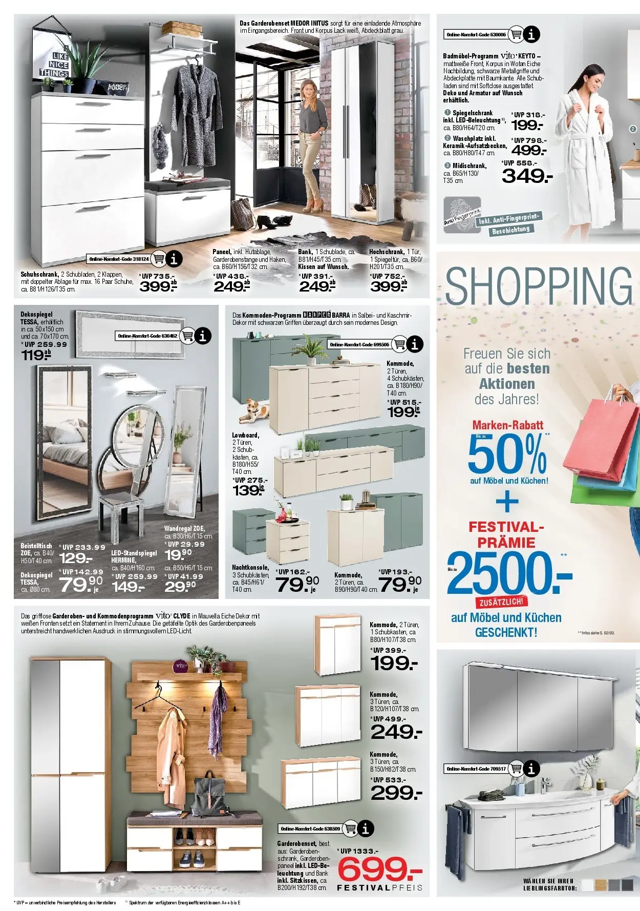 Ostermann - Möbel Ostermann: Neue Möbel wirken Wunder. (ab 07.11.2025) zum Blättern | Seite: 14 | Produkte: Wandregal, Spiegel, Armatur, Spiegelschrank
