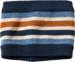 PUSBLU Loop Schal mit Fleecefutter, blau & weiß & braun