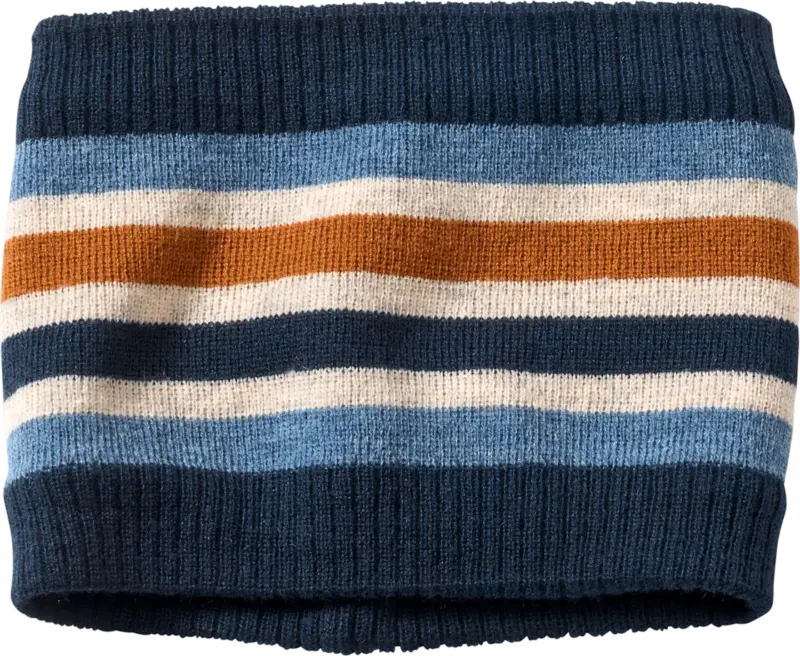 PUSBLU Loop Schal mit Fleecefutter, blau & weiß & braun