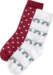 ALANA Socken mit Weihnachts-Regenbogen- & Punkte-Muster, weiß + rot, Gr. 27/29