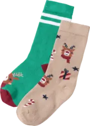 ALANA Socken mit Rentier-Muster, grün + beige, Gr. 31/33