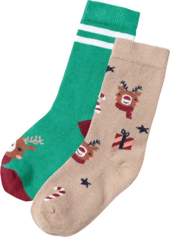 ALANA Socken mit Rentier-Muster, grün + beige, Gr. 31/33