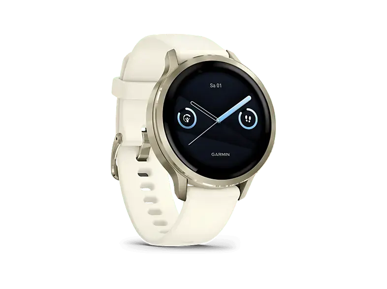 Garmin Venu 4 Fitness-Smartwatch, 41mm, Beige/Lunargold mit Schnellwechsel-Silikon-Armband