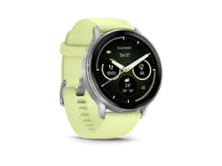 Garmin Venu 4 Fitness-Smartwatch, 45mm, Grau/Silber mit Schnellwechsel-Silikon-Armband Zitrone