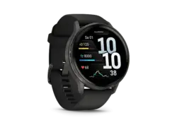 Garmin Venu 4 Fitness-Smartwatch, 45mm, Schwarz/Schiefergrau mit Schnellwechsel-Silikon-Armband