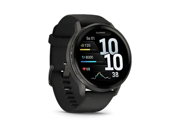Garmin Venu 4 Fitness-Smartwatch, 45mm, Schwarz/Schiefergrau mit Schnellwechsel-Silikon-Armband
