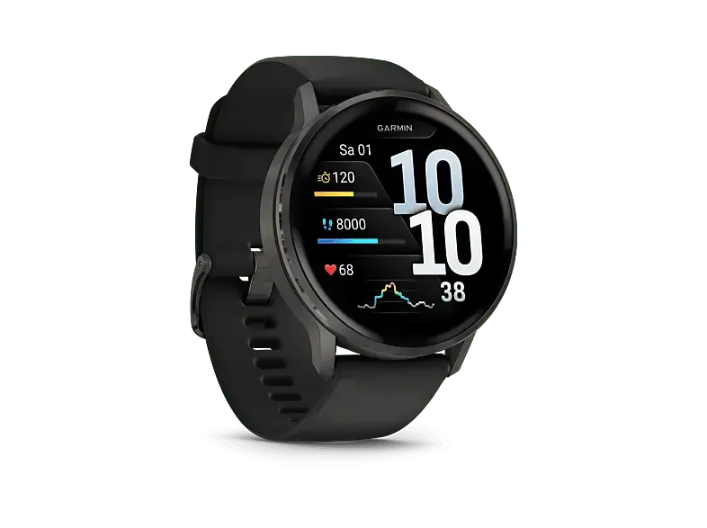 Garmin Venu 4 Fitness-Smartwatch, 45mm, Schwarz/Schiefergrau mit Schnellwechsel-Silikon-Armband