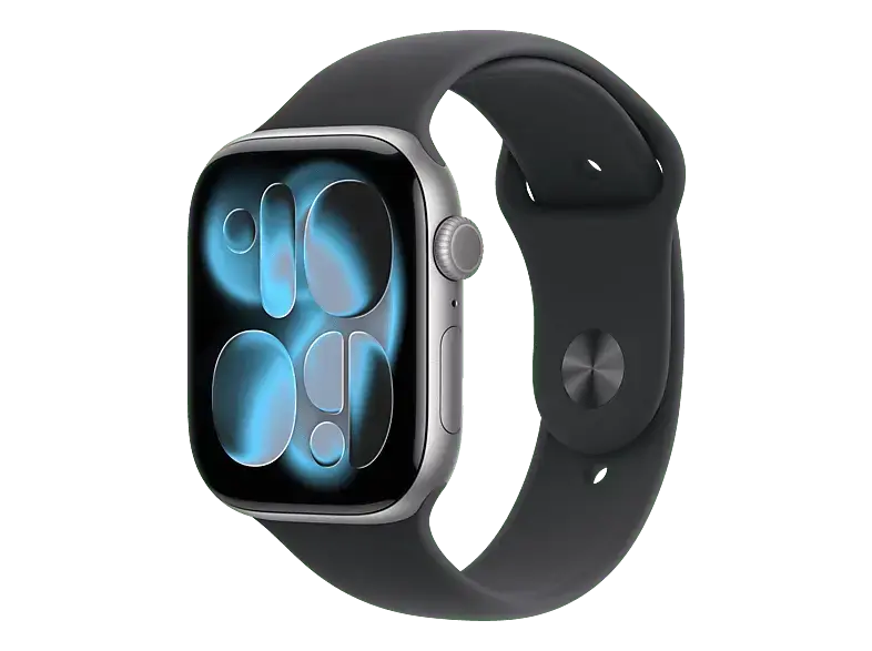 Apple Watch Series 11 GPS 46mm Space Grau Aluminium Case mit Black Sport Band - M/L; Smartwatch