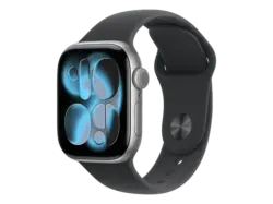 Apple Watch Series 11 GPS 42mm Space Grau Aluminium Case mit Black Sport Band - M/L; Smartwatch