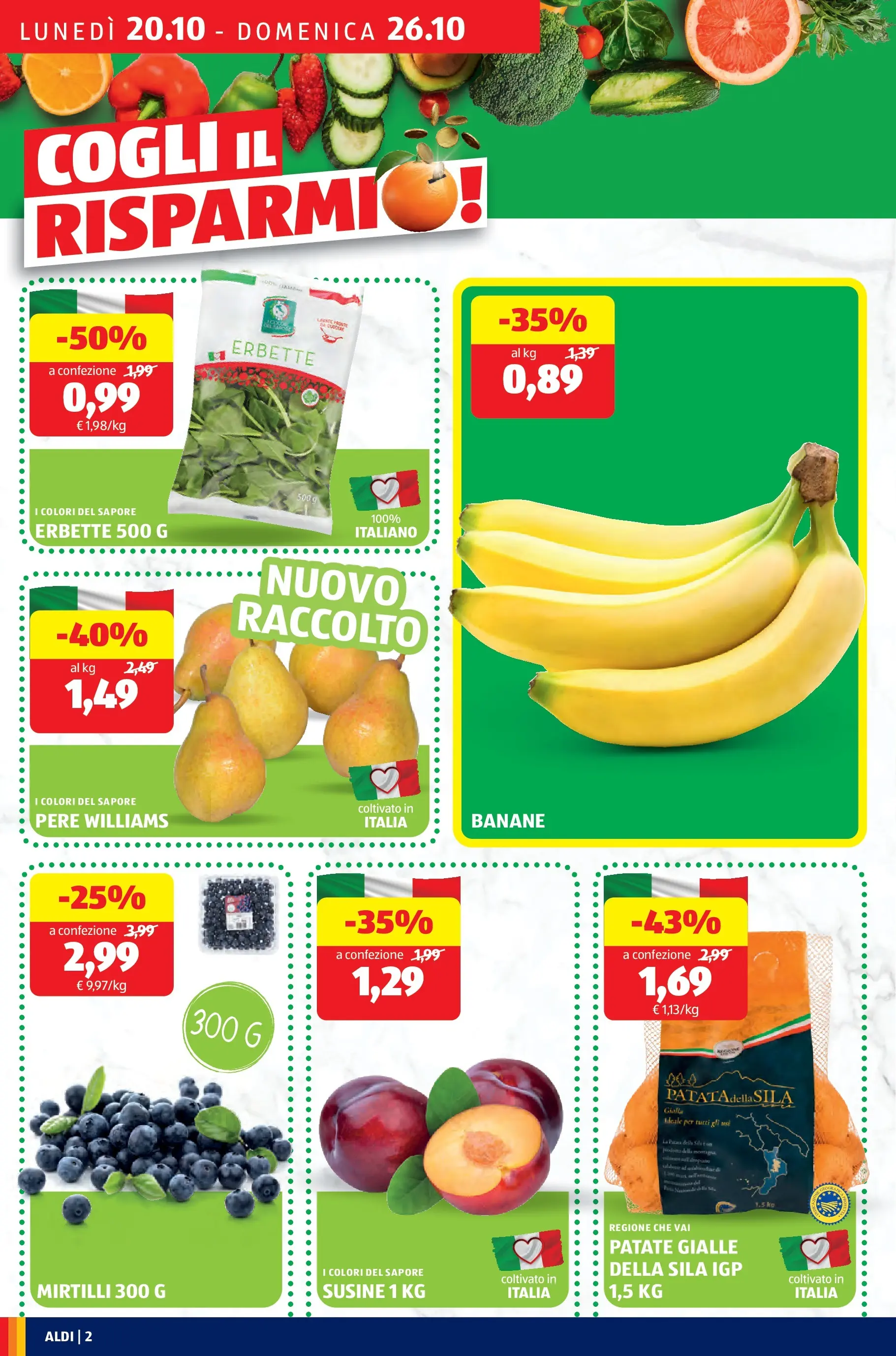 Nuovo Aldi - Questa settimana da ALDI... dal 19/10/2025 > offerte anteprima 🛍️ | Pagina: 2 | Prodotti: Banane, Patate, Mirtilli, Susine