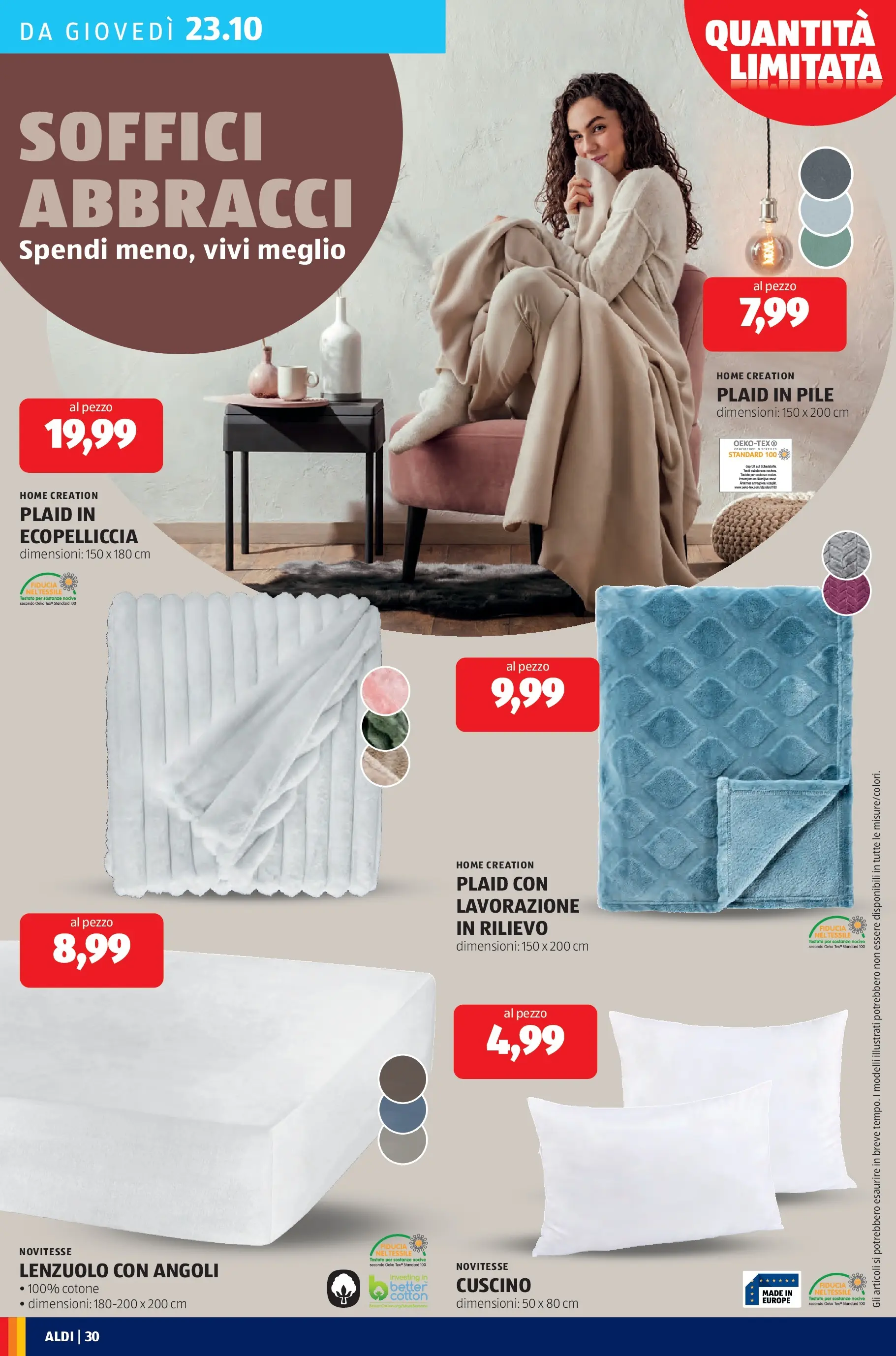 Nuovo Aldi - Questa settimana da ALDI... dal 19/10/2025 > offerte anteprima 🛍️ | Pagina: 30 | Prodotti: Pile, Plaid, Ceres, Cuscino