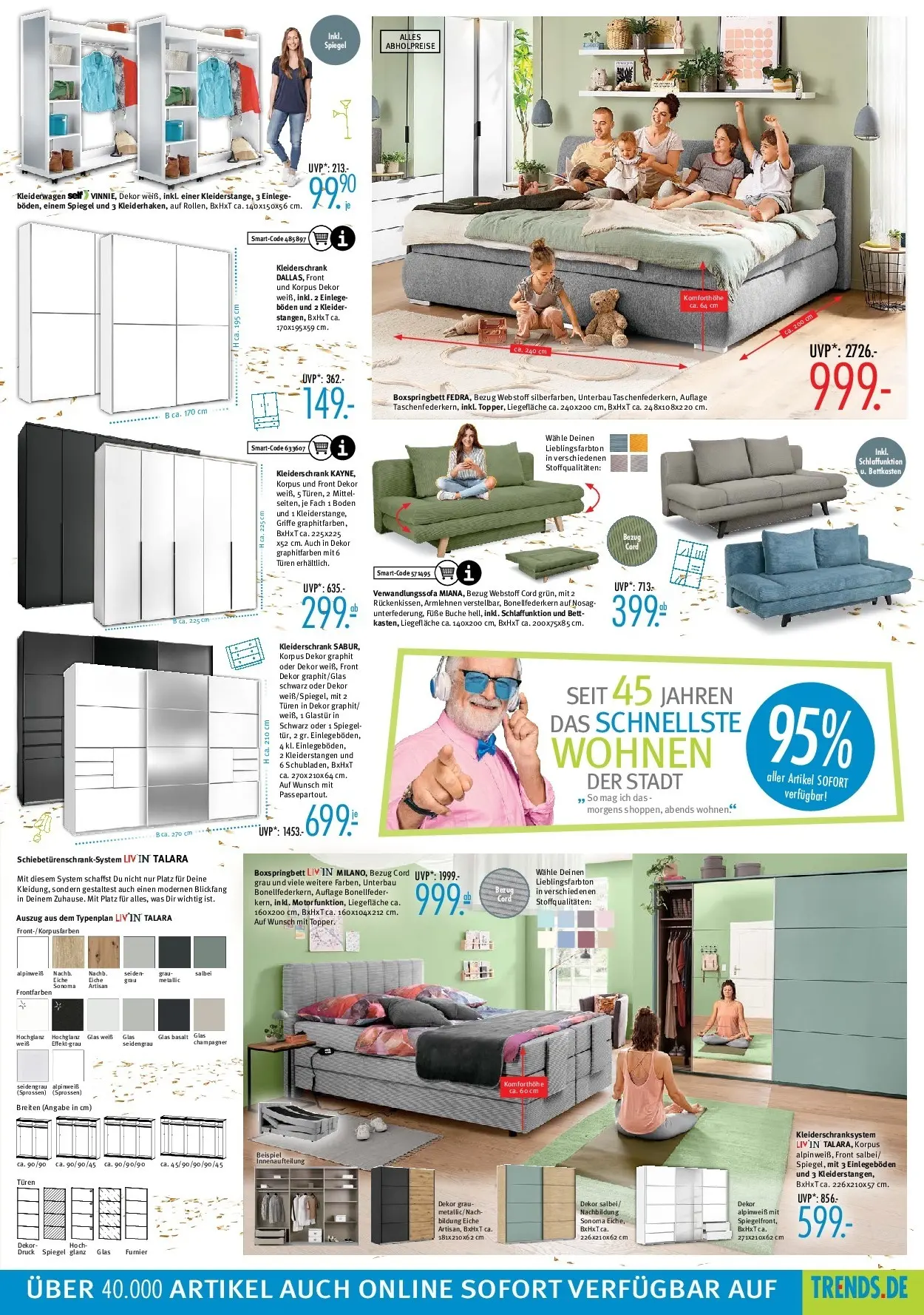 Trends - Ostermann Trends: Neue Möbel wirken Wunder. (ab 24.10.2025) zum Blättern | Seite: 7 | Produkte: Bett, Kleiderschrank, Boxspringbett, Spiegel