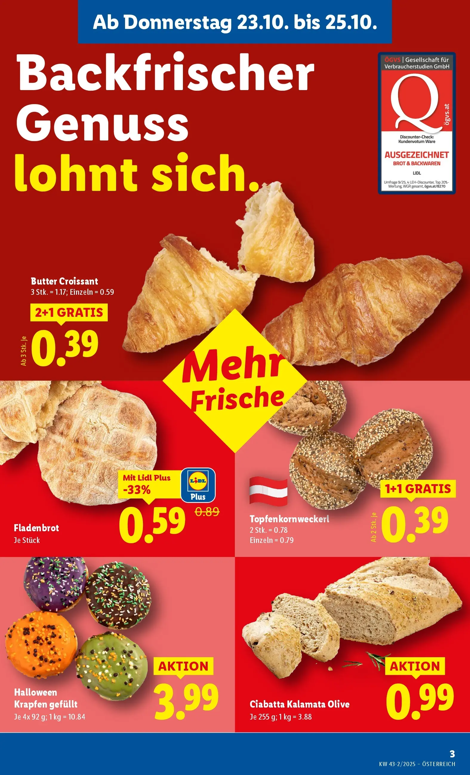 Lidl Flugblatt - Wien, Langenzersdorf, Zwettl ab 23.10.2025 - Angebote ab donnerstag | Seite: 7 | Produkte: Butter, Brot