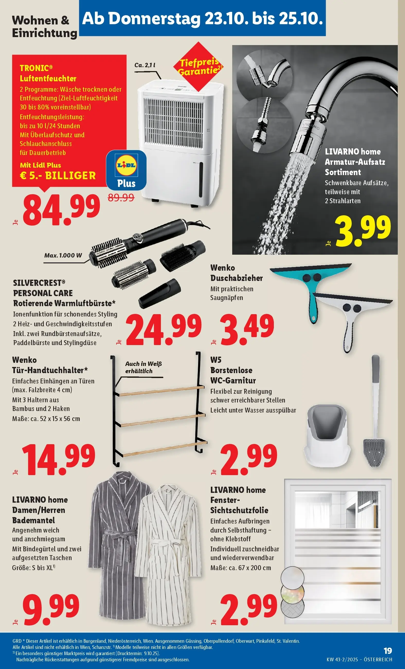Lidl Flugblatt - Wien, Langenzersdorf, Zwettl ab 23.10.2025 - Angebote ab donnerstag | Seite: 25 | Produkte: Wasser, Bademantel