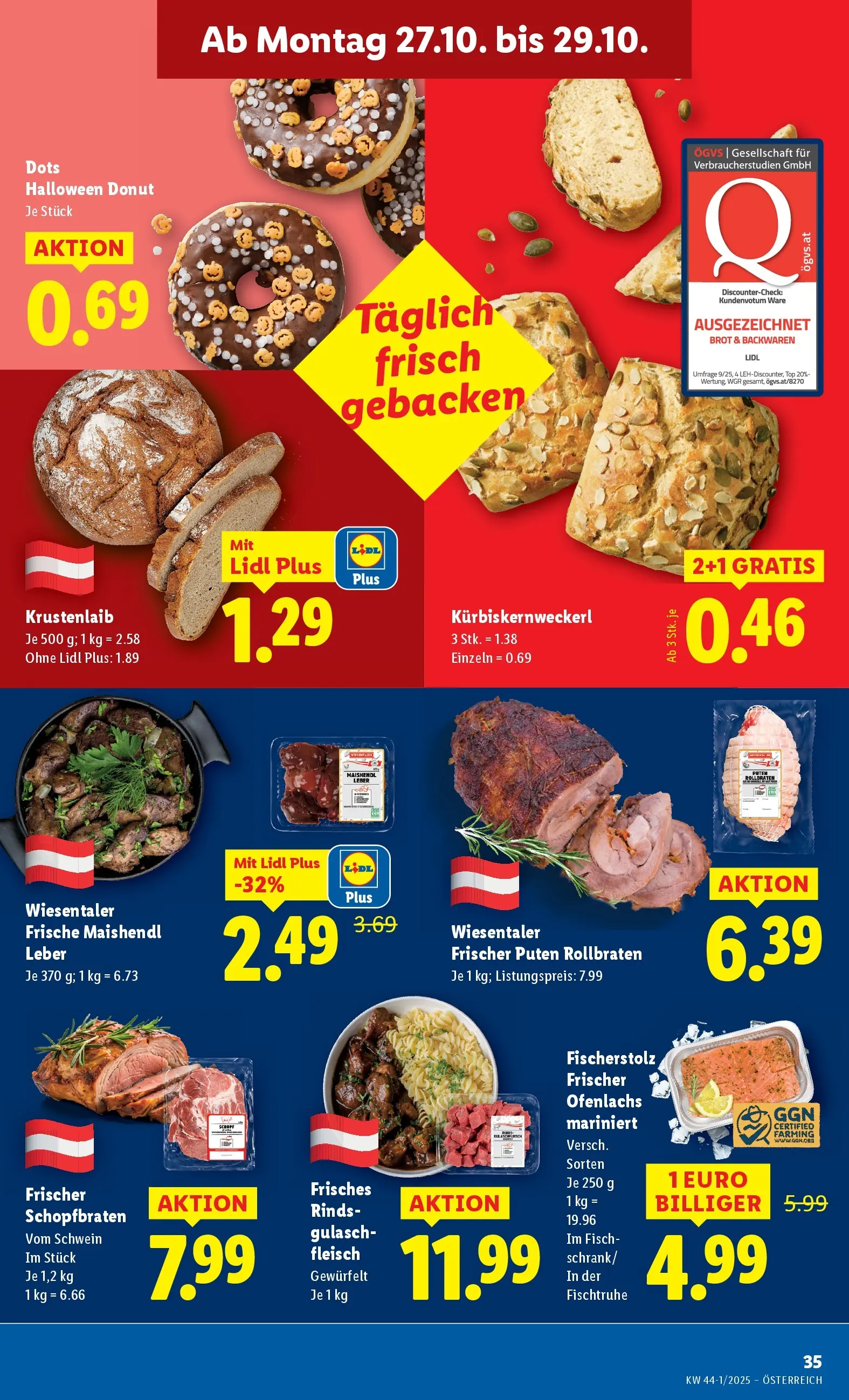 Lidl Flugblatt - Wien, Langenzersdorf, Zwettl ab 23.10.2025 - Angebote ab donnerstag | Seite: 41 | Produkte: Brot, Fisch