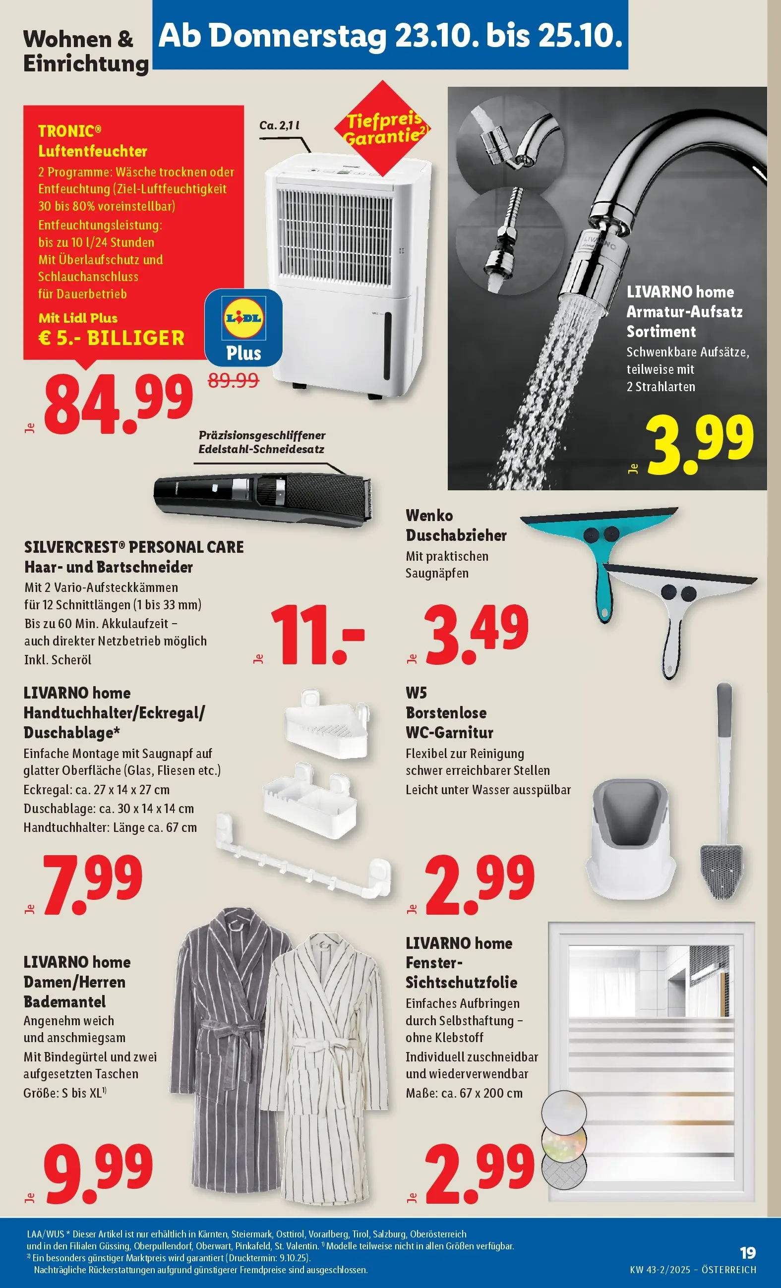 Lidl Flugblatt - Fohnsdorf, Neunkirchen, Graz ab 23.10.2025 - Angebote ab donnerstag | Seite: 25 | Produkte: Wasser, Bademantel