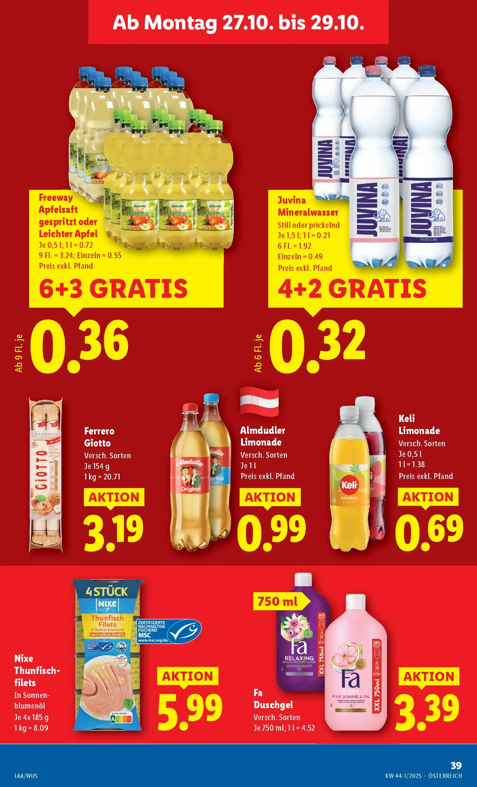 Lidl Flugblatt - Fohnsdorf, Neunkirchen, Graz ab 23.10.2025 - Angebote ab donnerstag | Seite: 45 | Produkte: Saft, Duschgel, Äpfel, Ananas