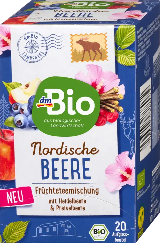 dmBio Früchtetee, Nordische Beere mit Heidelbeere & Preiselbeere (20 Beutel)