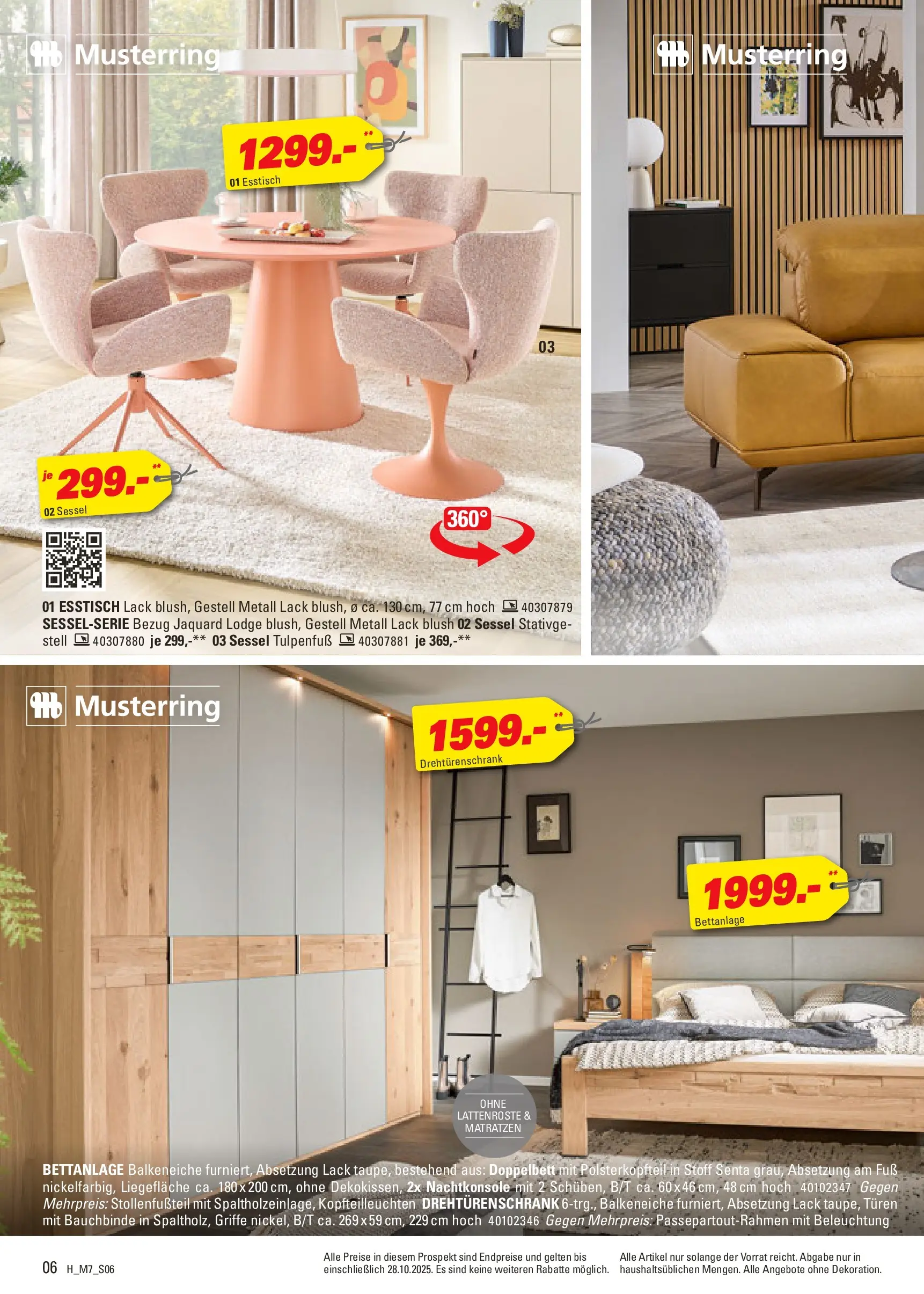 Höffner - Höffner: Möbelangebote (ab 14.10.2025) zum Blättern | Seite: 6 | Produkte: Sessel, Drehtürenschrank, Doppelbett, Blush