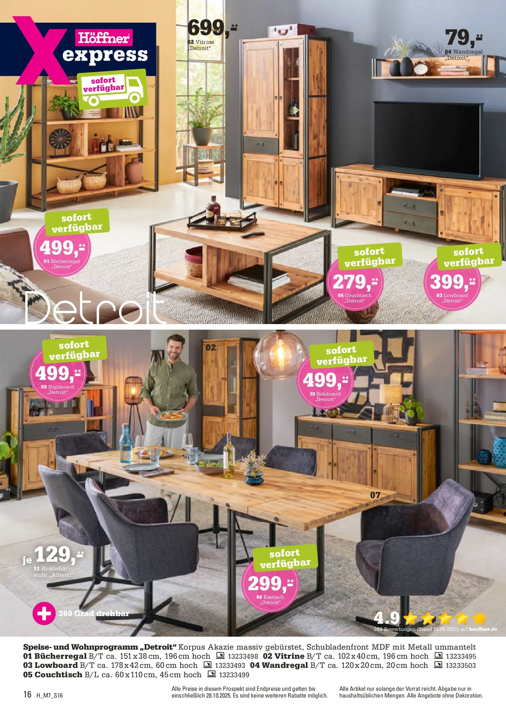 Höffner - Höffner: Möbelangebote (ab 14.10.2025) zum Blättern | Seite: 16 | Produkte: Lowboard, Bücherregal, Wandregal, Stuhl