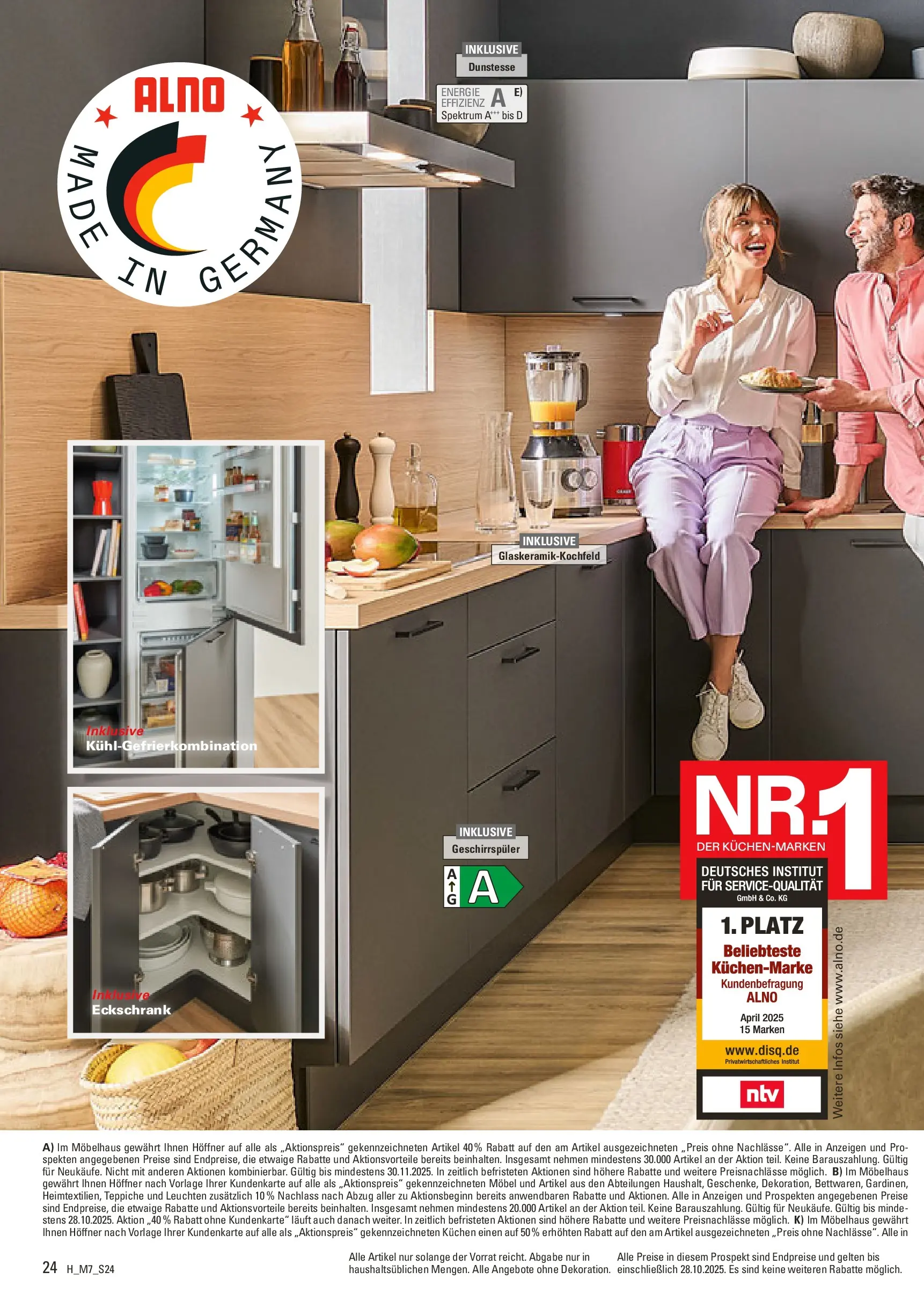 Höffner - Höffner: Möbelangebote (ab 14.10.2025) zum Blättern | Seite: 24 | Produkte: Geschirrspüler, Kühlgefrierkombination, Kuchen