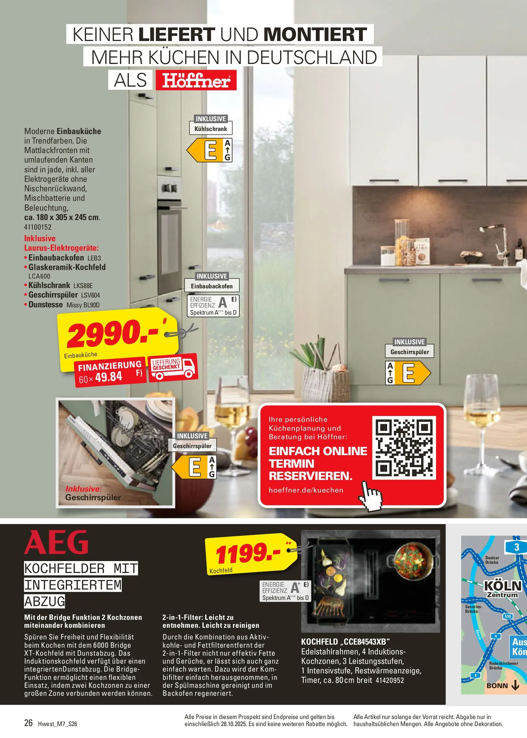 Höffner - Höffner: Möbelangebote (ab 14.10.2025) zum Blättern | Seite: 26 | Produkte: Geschirrspüler, Einbauküche, Backofen, Kuchen
