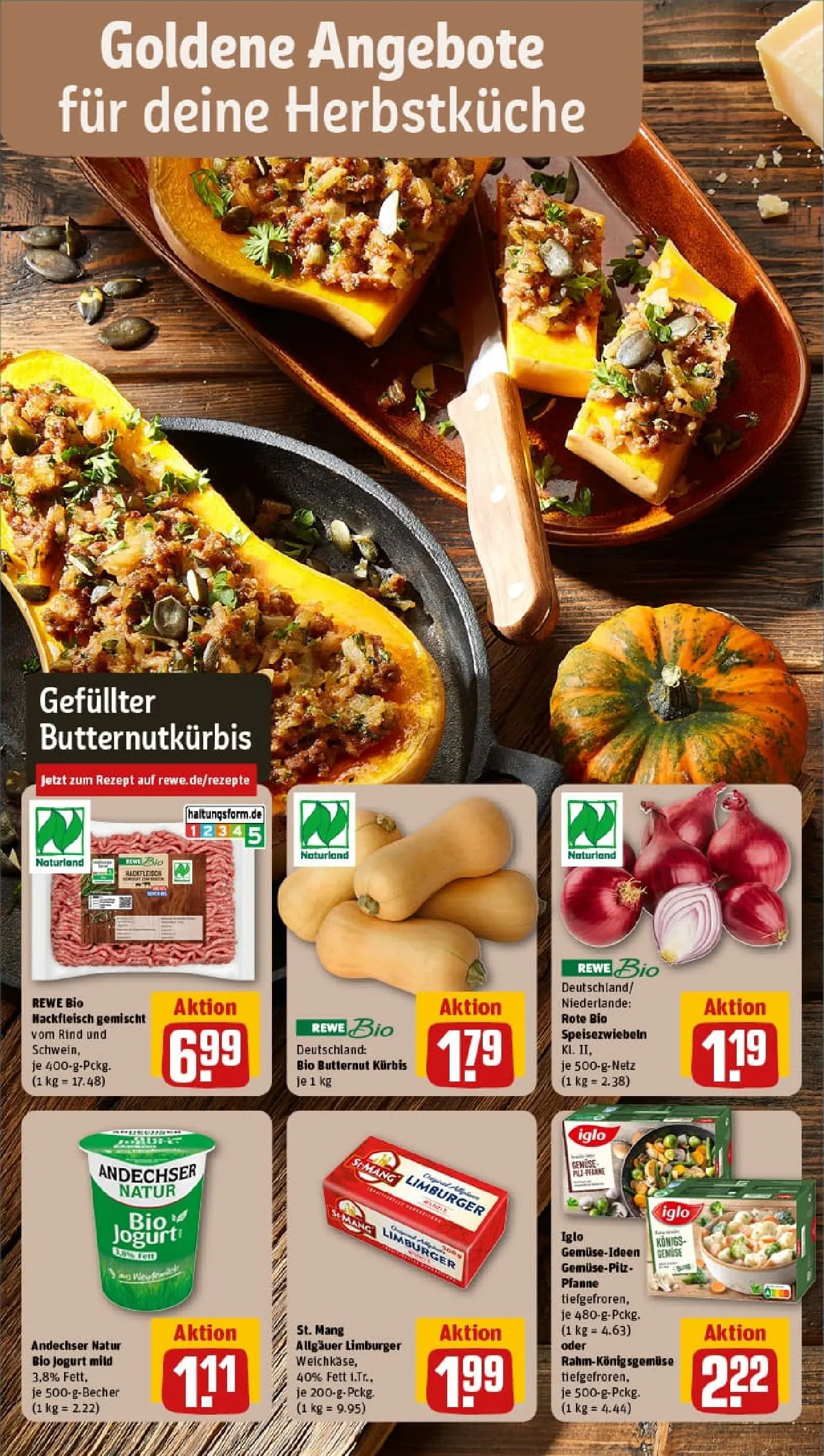 REWE Prospekt ab 19.10.2025 zum Blättern » Angebote | Seite: 6 | Produkte: Iglo, Gemüse, Kürbis, Hackfleisch