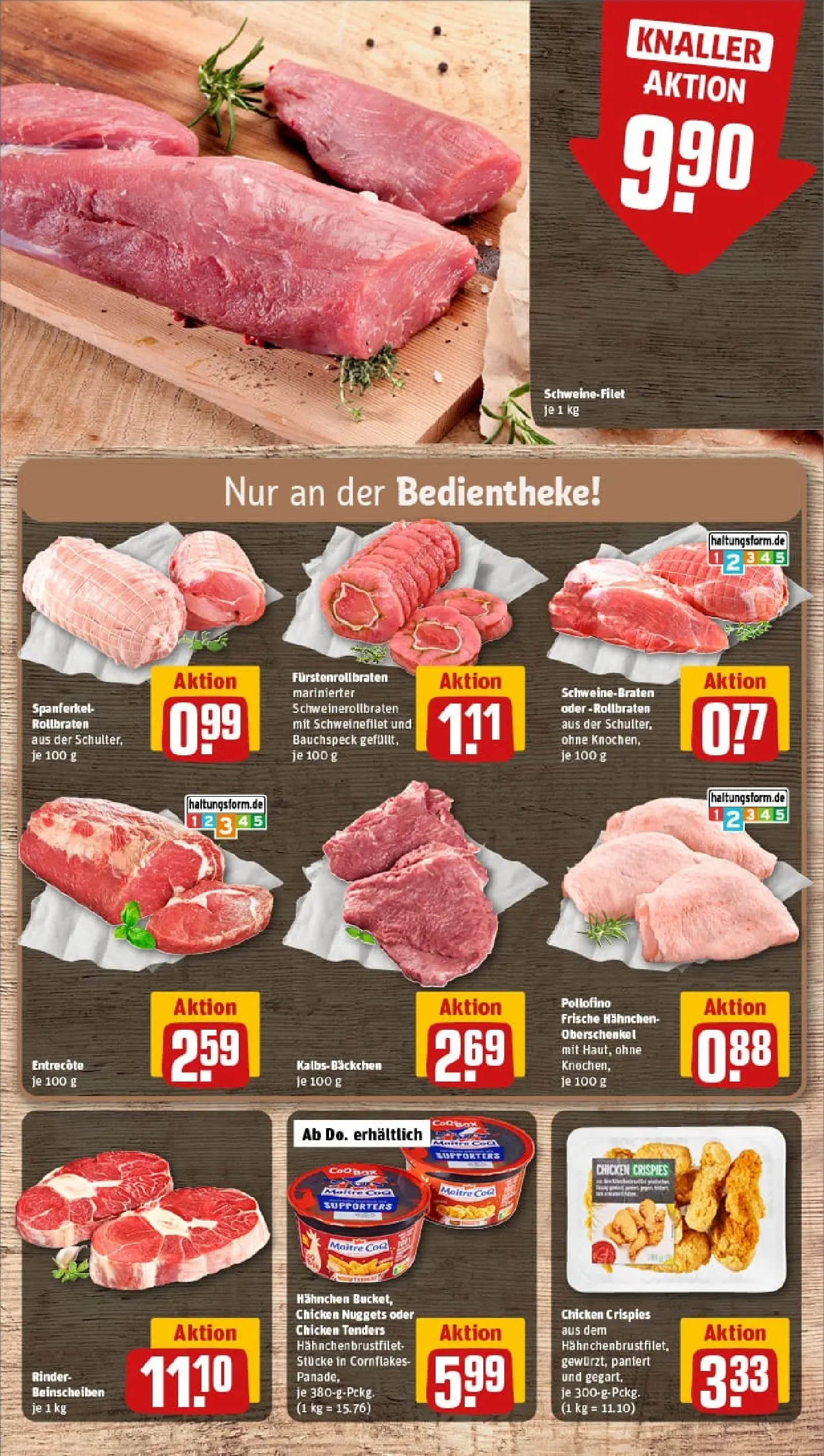 REWE Prospekt ab 19.10.2025 zum Blättern » Angebote | Seite: 10 | Produkte: Hahnchen, Entrecote, Schweinefilet, Steak