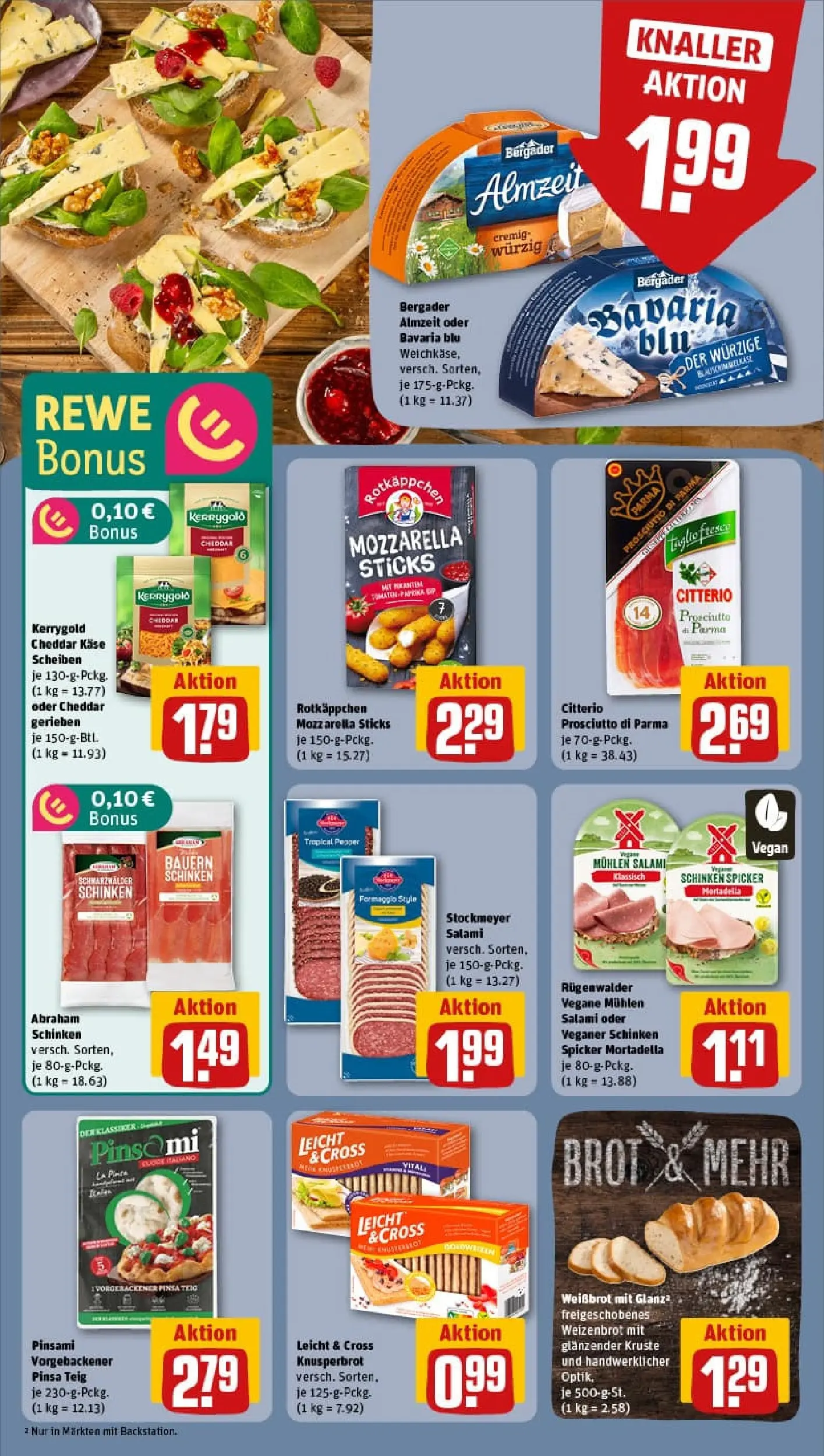 REWE Prospekt ab 19.10.2025 zum Blättern » Angebote | Seite: 12 | Produkte: Mozzarella, Brot, Salami, Schinken