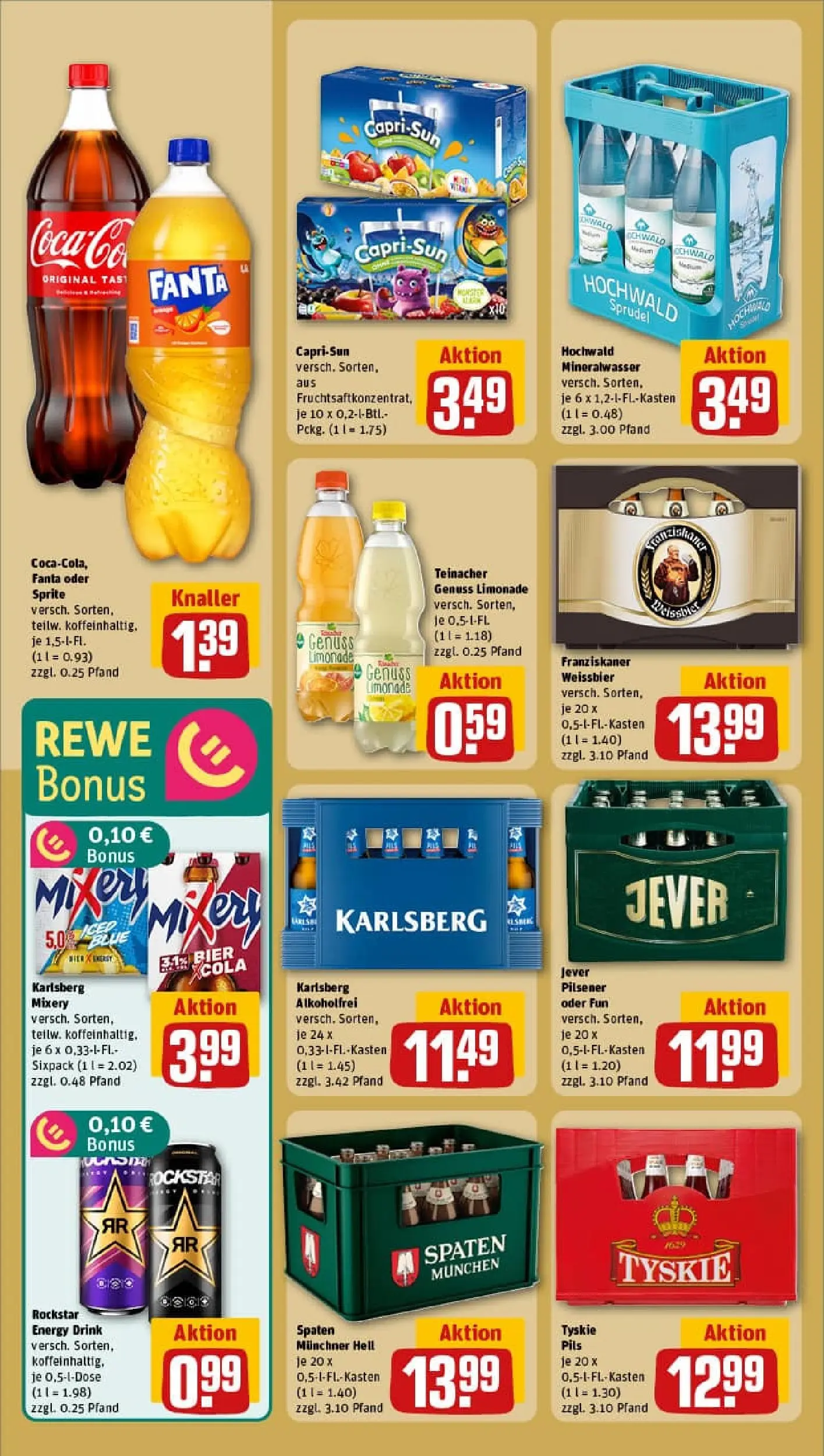 REWE Prospekt ab 19.10.2025 zum Blättern » Angebote | Seite: 18 | Produkte: Franziskaner, Tyskie, Fanta, Rockstar