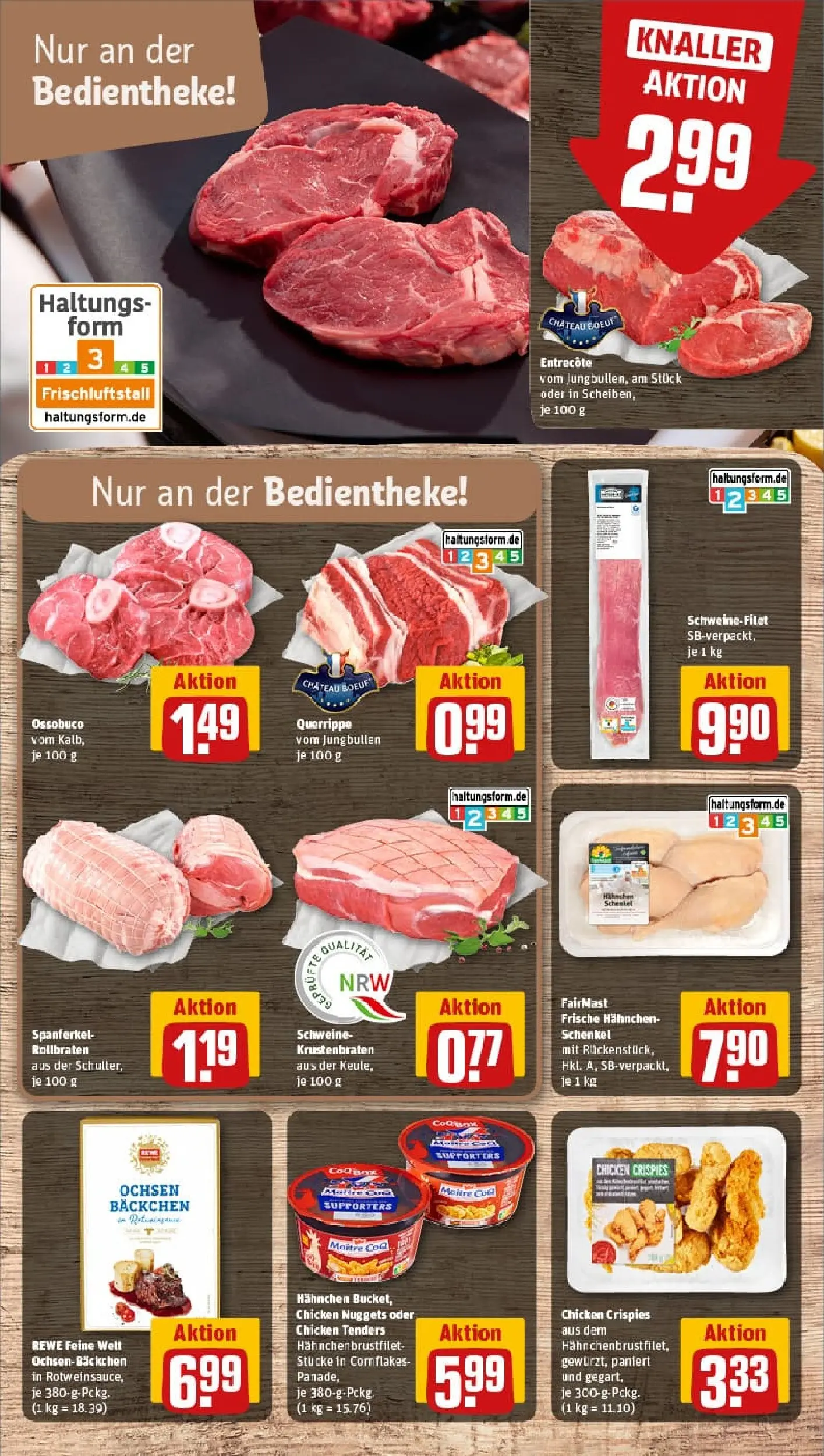 REWE Prospekt ab 19.10.2025 zum Blättern » Angebote | Seite: 10 | Produkte: Hahnchen, Krustenbraten, Entrecote, Schweinefilet