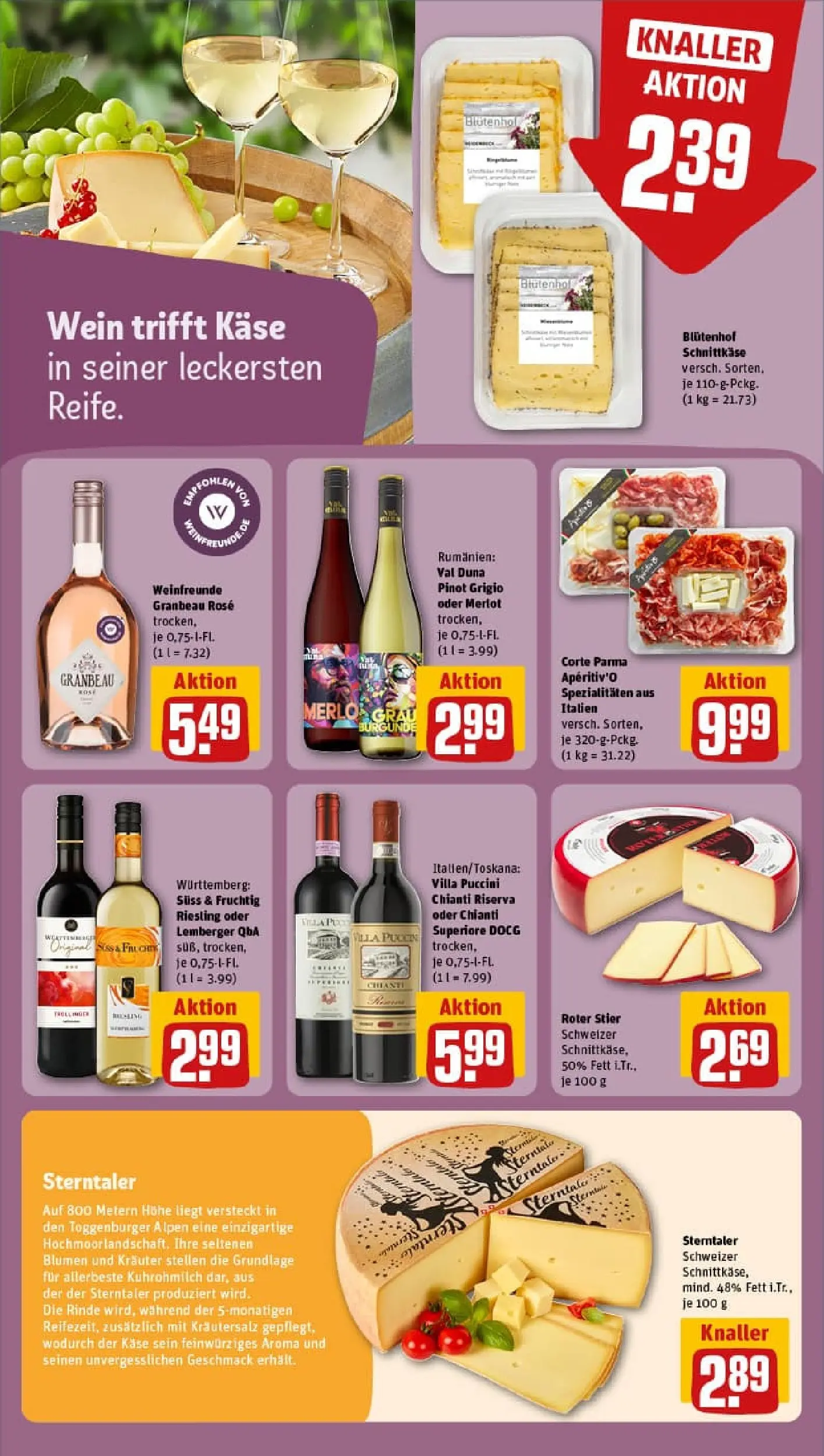 REWE Prospekt ab 19.10.2025 zum Blättern » Angebote | Seite: 23 | Produkte: Käse, Merlot, Blumen, Wein