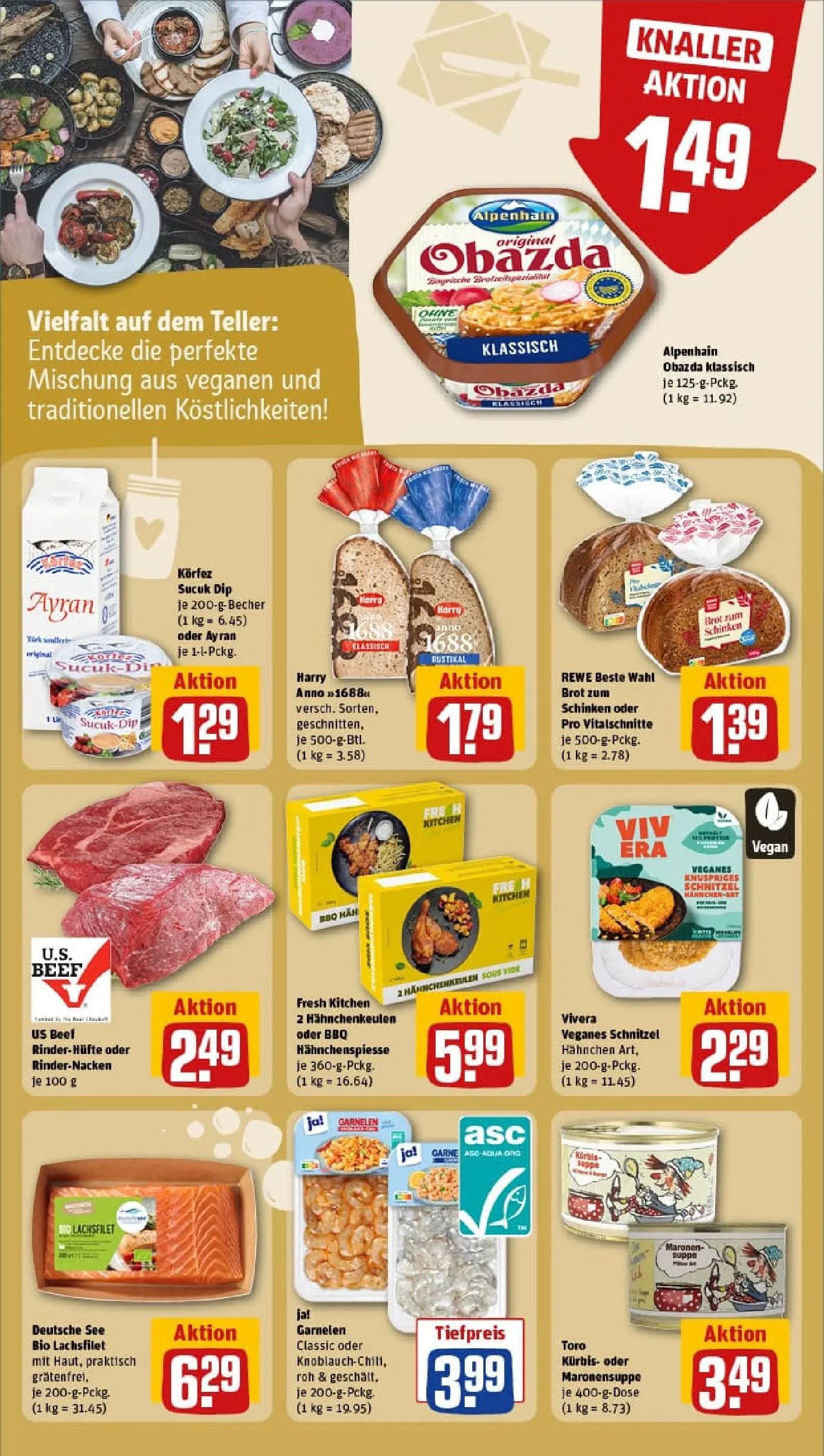 REWE Prospekt ab 19.10.2025 zum Blättern » Angebote | Seite: 22 | Produkte: Hahnchen, Garnelen, Kürbis, Schinken