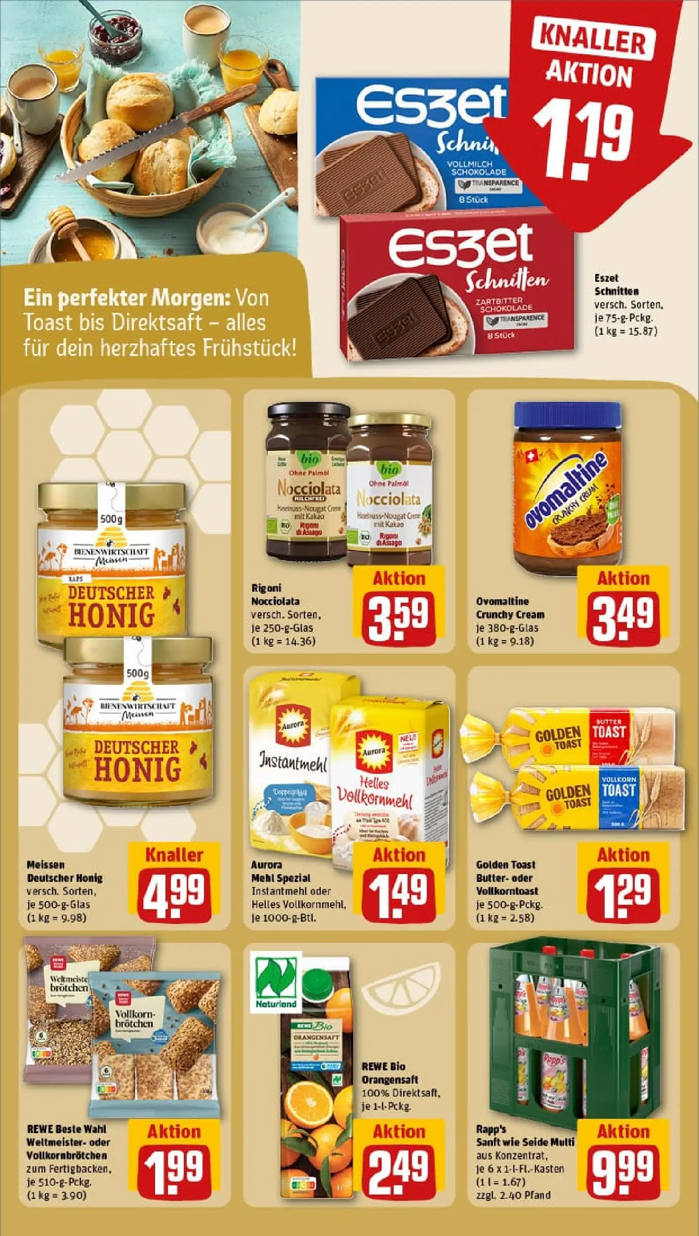 REWE Prospekt ab 19.10.2025 zum Blättern » Angebote | Seite: 21 | Produkte: Butter, Toast, Schokolade, Orangensaft